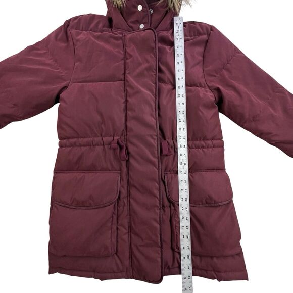 Abercrombie & Fitch Maroon Puffer Jacket with Faux Fur Hood - Picture 11 of 12